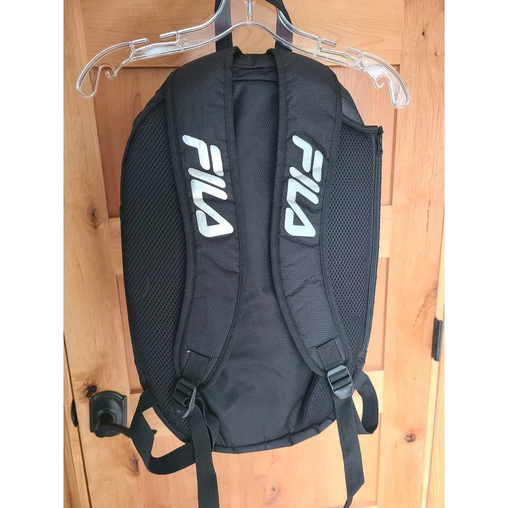 Fila Unisex Heritage Tennis Bag‎ Backpack Shoe Pocket Black White Performance